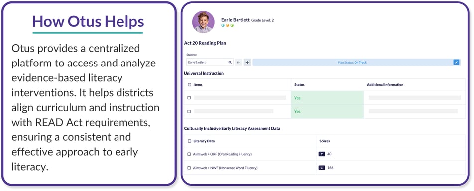 Otus centralized platform to access and analyze evidence-based literacy interventions