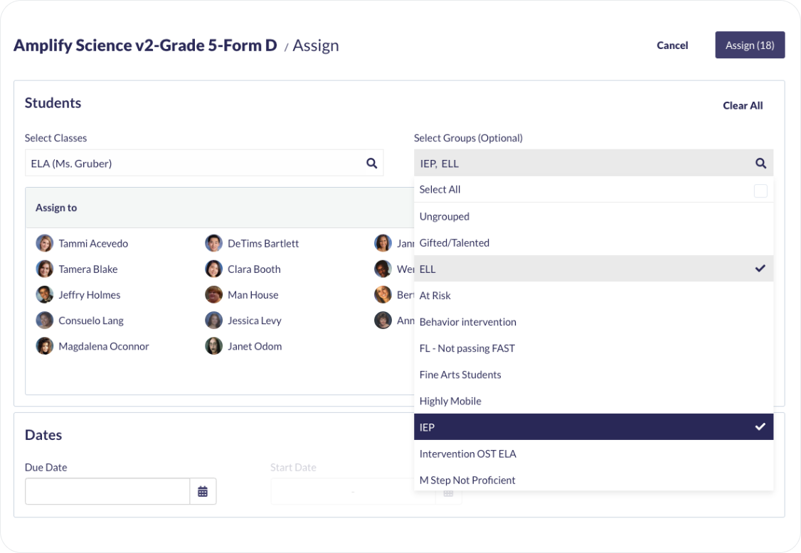 Assign to Groups in Otus